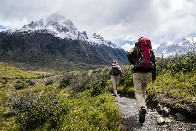 Hikers on a mountain trail