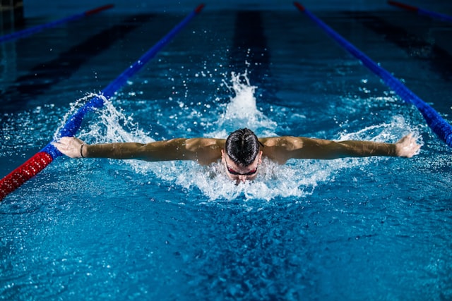 Swimmer doing laps in a pool